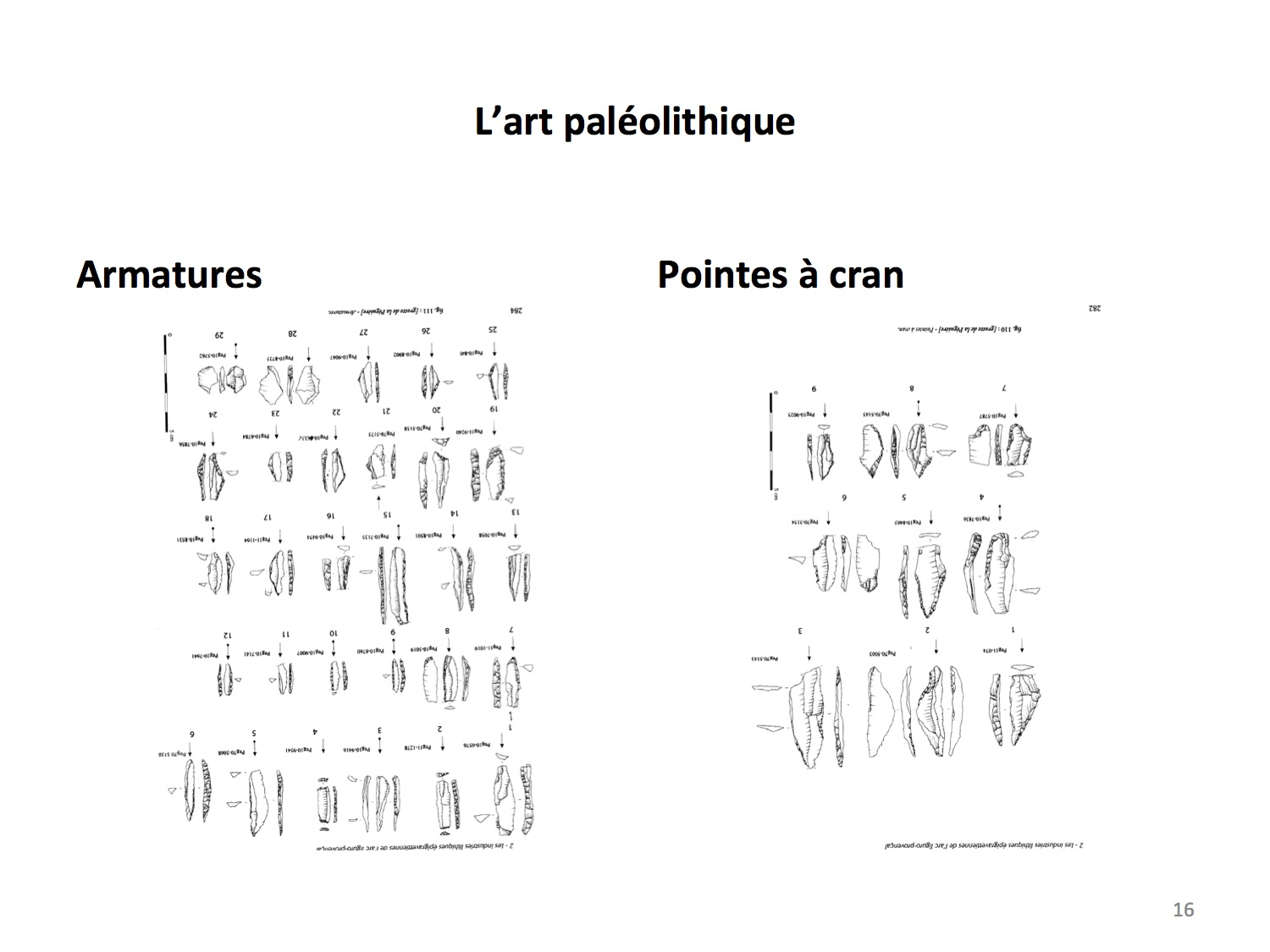 L'art Paolithique, armatures et pointes à cran